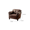 Faux Leather Upholstered Chair with Curved Arms and Stitching Details,Brown By Casagear Home BM207934