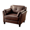 Faux Leather Upholstered Chair with Curved Arms and Stitching Details,Brown By Casagear Home