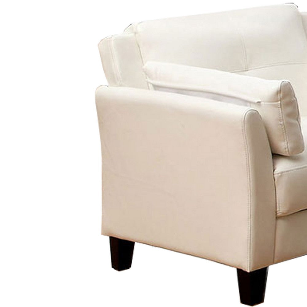 Faux Leather Upholstered Chair with Curved Arms and Stitching Details,White By Casagear Home BM207936