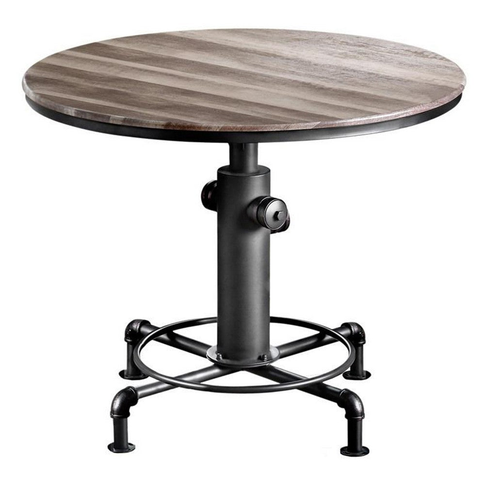 Metal Counter Height Dining Table with Fire Hydrant Inspired Base, Gray By Casagear Home