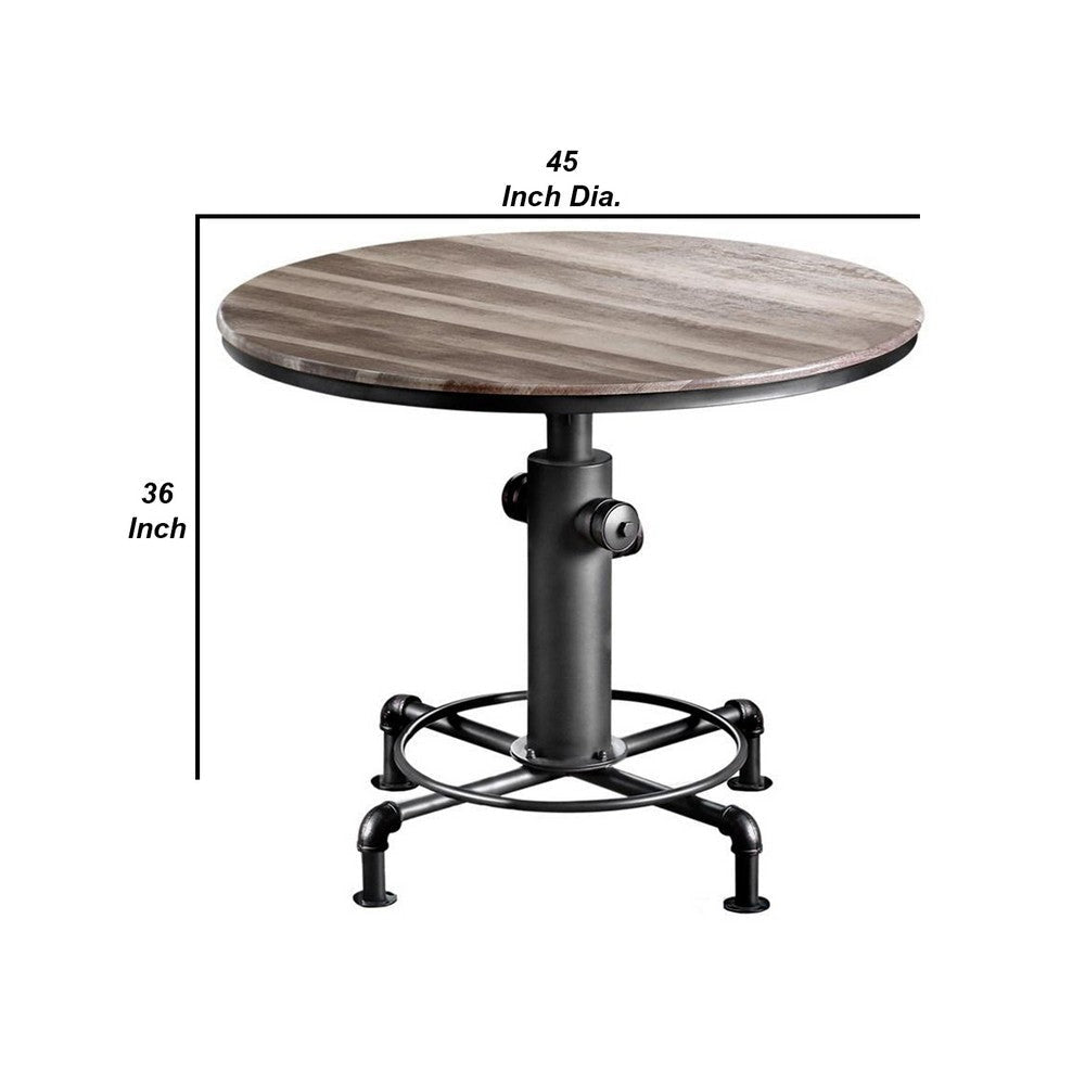 Metal Counter Height Dining Table with Fire Hydrant Inspired Base Gray By Casagear Home BM207963