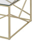 Industrial 3 Piece Table Set with Open Geometric Base Clear and Gold By Casagear Home BM207983