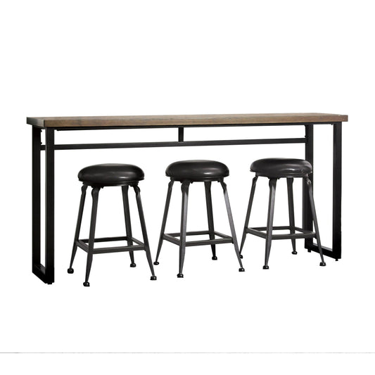 4 Piece Counter Height Dining Table Set with Sled Base, Black and Brown By Casagear Home