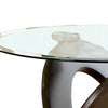 Cross Oval Base End Table with Round Glass Top Brown and Clear By Casagear Home BM208008