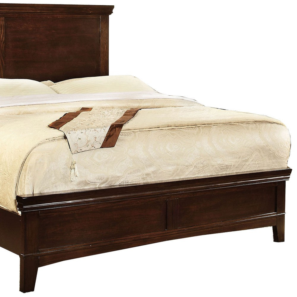 Wooden California King Bed with Panel Headboard and Footboard Cherry Brown By Casagear Home BM208013