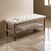 48’ Tufted Upholstered Bench with Bottom Shelf Beige and Brown By Casagear Home BM208033