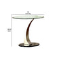 Round Glass Top End Table with Curved Pedestal Base Black and Silver By Casagear Home BM208057