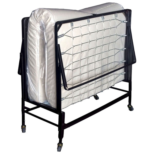 Metal Rollaway Folding Bed with 39 Inch Mattress and Casters, Black By Casagear Home