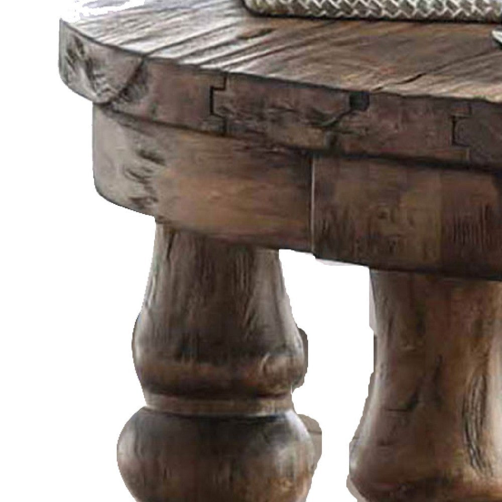 25’ Round 4 Post End Table with Bottom Shelf Brown By Casagear Home BM208118