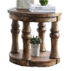 25’ Round 4 Post End Table with Bottom Shelf Brown By Casagear Home BM208118