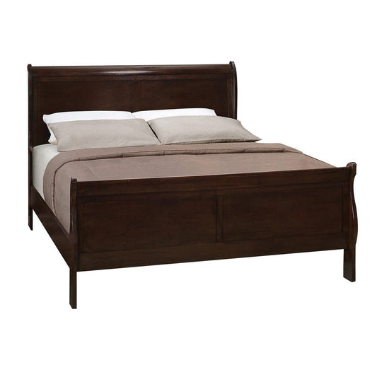 Traditional Style Wooden Full Size Bed with Curved Headboard, Brown By Casagear Home