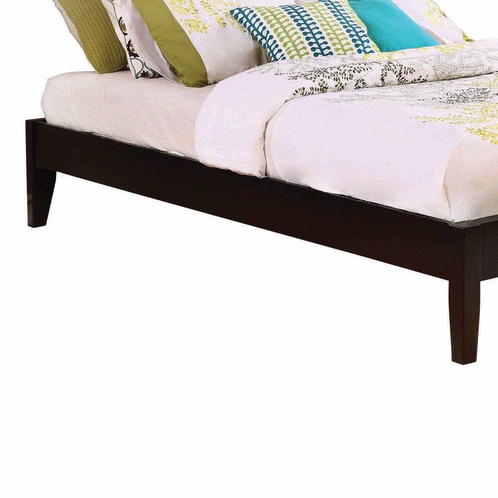 Wooden California King Size Universal Bed Frame with Tapered Legs Brown By Casagear Home BM208185