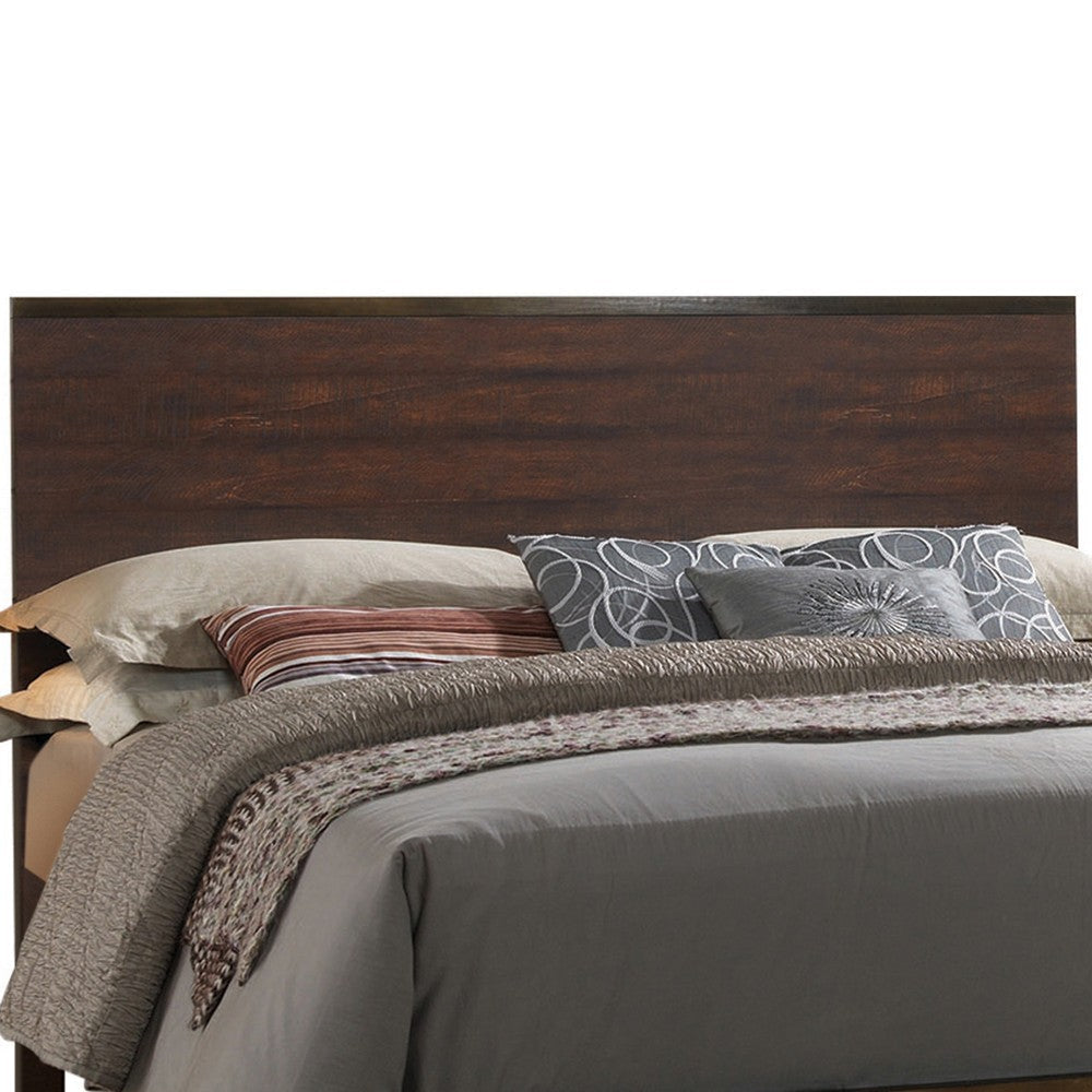 Transitional Style Eastern King Size Panel Bed with Low Footboard Brown By Casagear Home BM208545