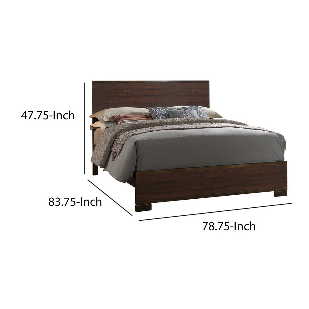 Transitional Style Eastern King Size Panel Bed with Low Footboard Brown By Casagear Home BM208545