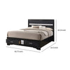 Transitional 2 Drawer Wooden Queen Size Bed with Glitter Stripe Black By Casagear Home BM208548