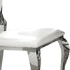 Metal Armless Dining Chair with Oval Padded Back Set of 2,Silver and White By Casagear Home BM208550