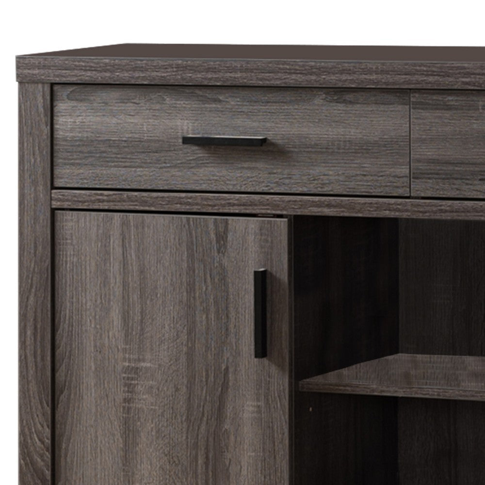 Wooden Buffet with 2 Drawers and 2 Door Cabinets Distressed Gray By Casagear Home BM208882