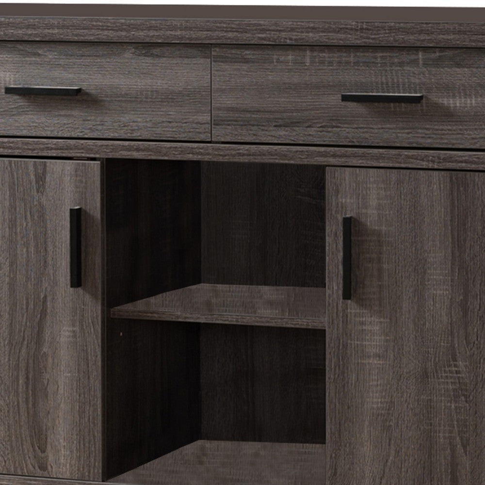 Wooden Buffet with 2 Drawers and 2 Door Cabinets Distressed Gray By Casagear Home BM208882