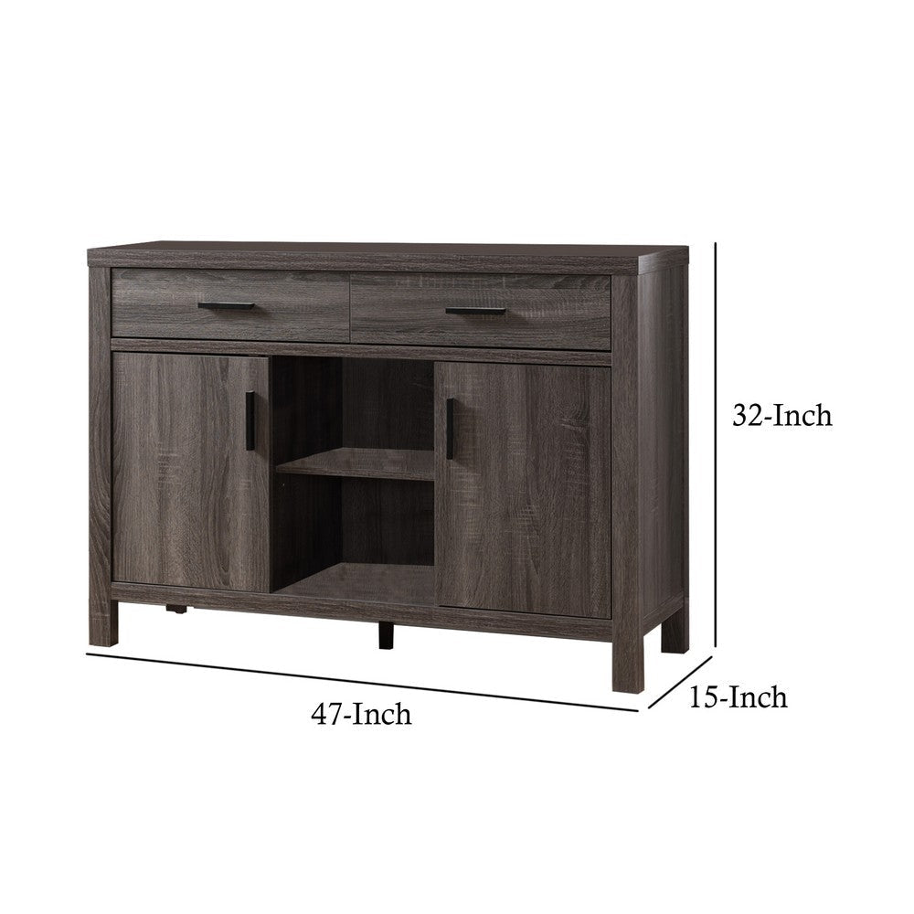 Wooden Buffet with 2 Drawers and 2 Door Cabinets Distressed Gray By Casagear Home BM208882