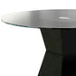 Contemporary Round Glass Dining Table with Square Pedestal Base Black By Casagear Home BM208996