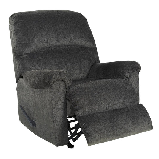 Fabric Upholstered Rocker Recliner with Pillow Top Arm, Smoke Gray By Casagear Home