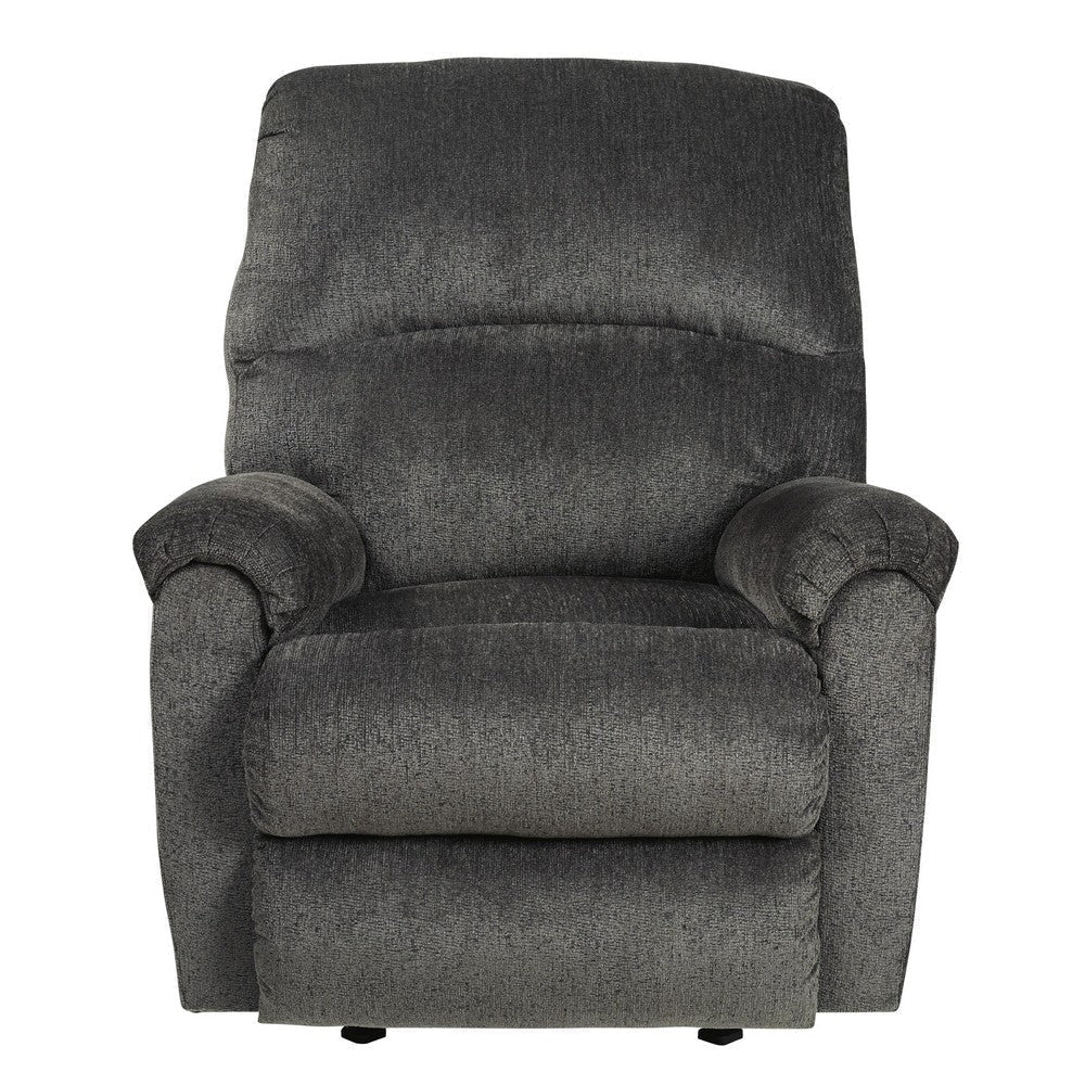 Fabric Upholstered Rocker Recliner with Pillow Top Arm Smoke Gray By Casagear Home BM209299