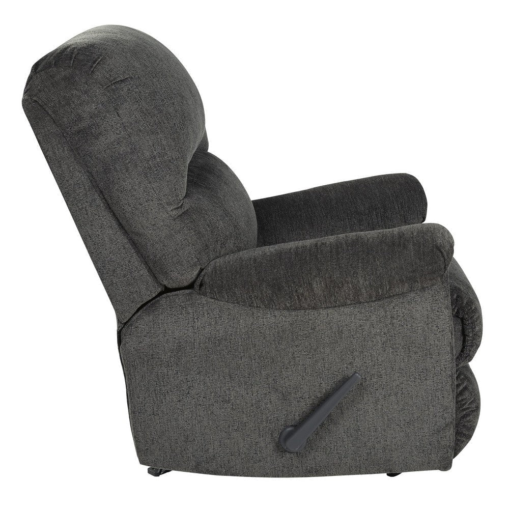 Fabric Upholstered Rocker Recliner with Pillow Top Arm Smoke Gray By Casagear Home BM209299