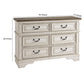 Wooden Dresser with 6 Storage Drawers and Bracket Feet Antique White By Casagear Home BM209300