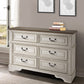 Wooden Dresser with 6 Storage Drawers and Bracket Feet Antique White By Casagear Home BM209300