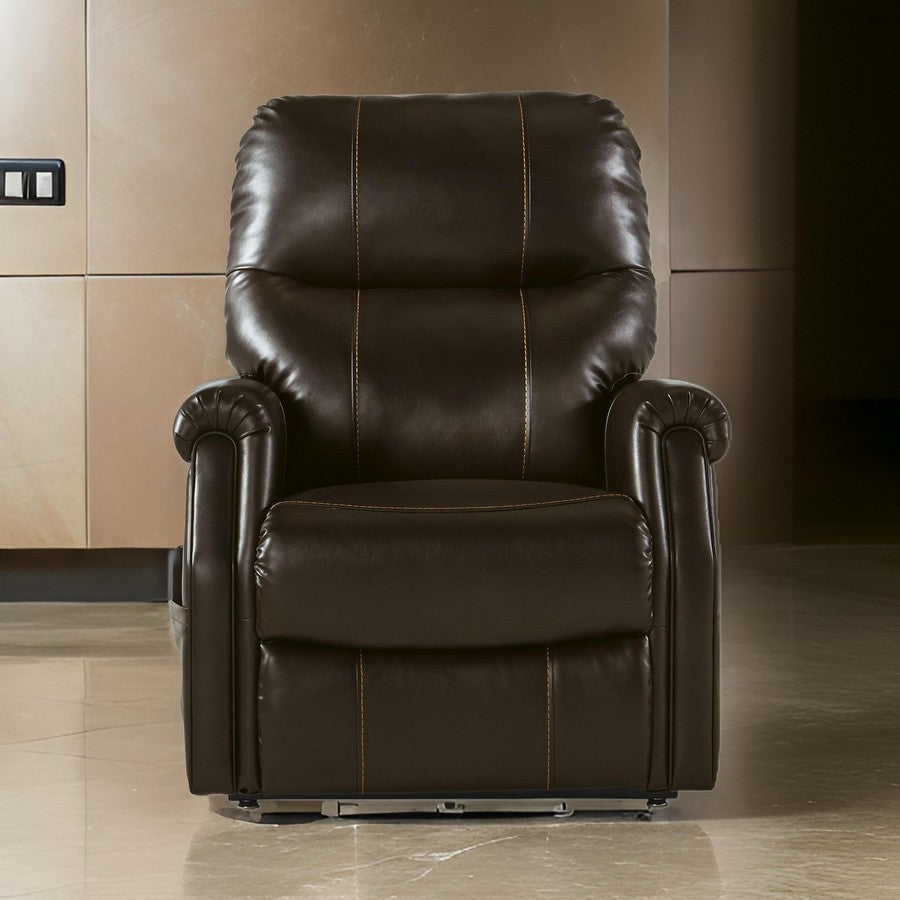 Leatherette Upholstered Power Lift Recliner Brown By Casagear Home BM209308