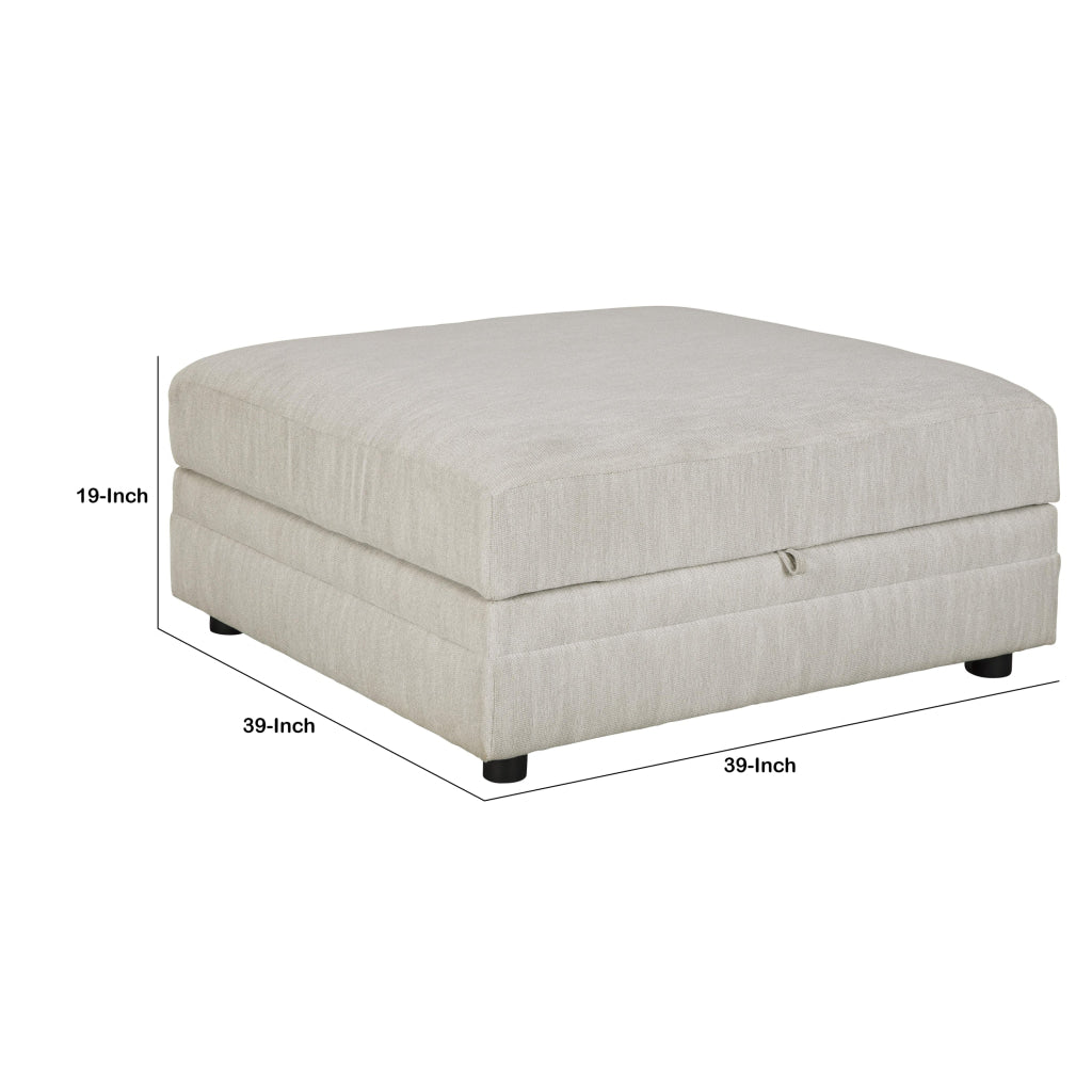 39’’ Square Upholstered Ottoman with Storage White By Casagear Home BM209320