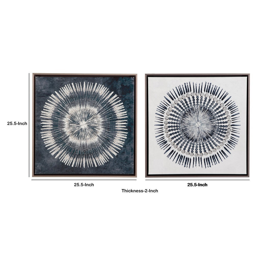 Gallery Canvas Wall Art with Circular Orientation Set of 2 Blue and White By Casagear Home BM209376