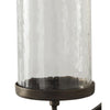 Round Metal Candle Holder with Rectangular Base Brown and Clear By Casagear Home BM209414