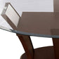 Wooden Dining Table with Glass Top and Flared Pedestal Base Brown By Casagear Home BM209532