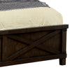 Wooden Queen Size Bed with Barn Style Plank Headboard and Footboard Brown By Casagear Home BM209558