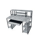 Metal Desk with 4 Open Bottom Shelves and Bookcase Hutch Gray and Black By Casagear Home BM209610