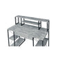 Metal Desk with 4 Open Bottom Shelves and Bookcase Hutch Gray and Black By Casagear Home BM209610