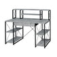 Metal Desk with 4 Open Bottom Shelves and Bookcase Hutch, Gray and Black By Casagear Home