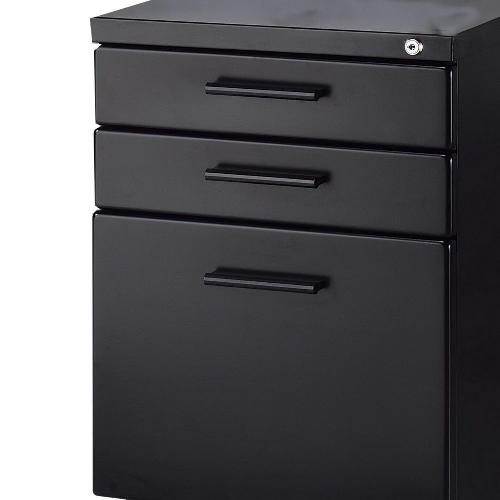 Contemporary Style File Cabinet with Lock System and Caster Support Black By Casagear Home BM209615