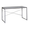 47 Sled Base Metal Table With Wooden Top Gray and Silver By Casagear Home BM209625