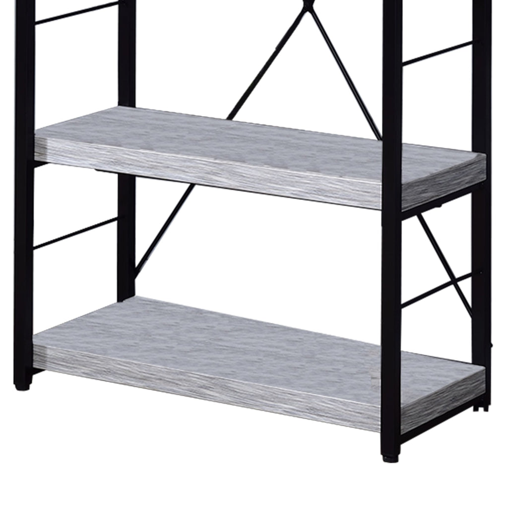 43’ 4-Shelf Bookshelf with Metal Frame White and Black By Casagear Home BM209632