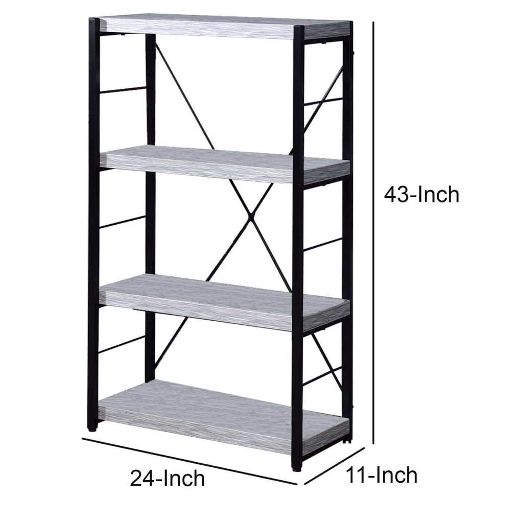 43’ 4-Shelf Bookshelf with Metal Frame White and Black By Casagear Home BM209632