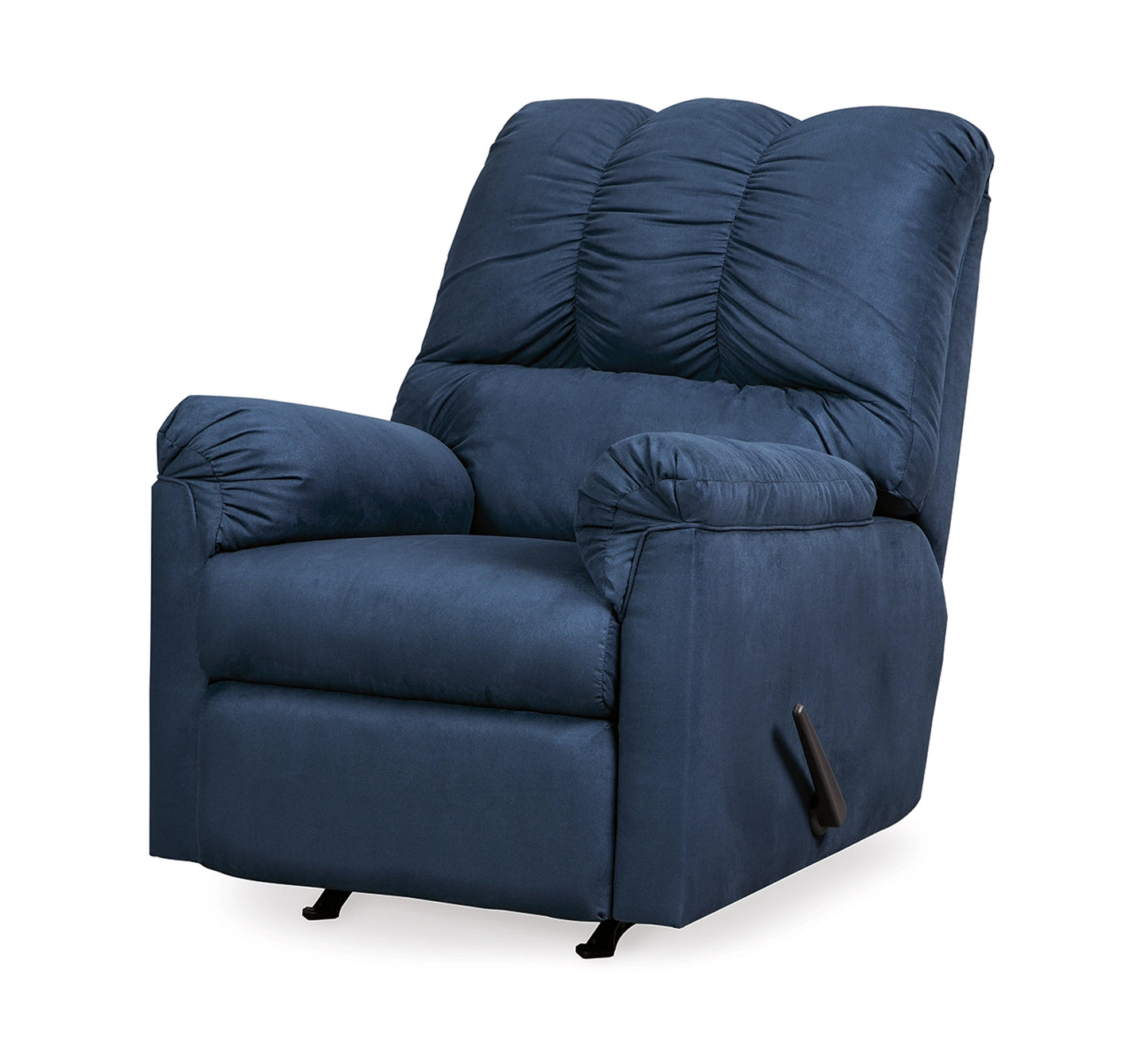 Fabric Upholstered Rocker Recliner with Tufted Backrest, Blue By Casagear Home