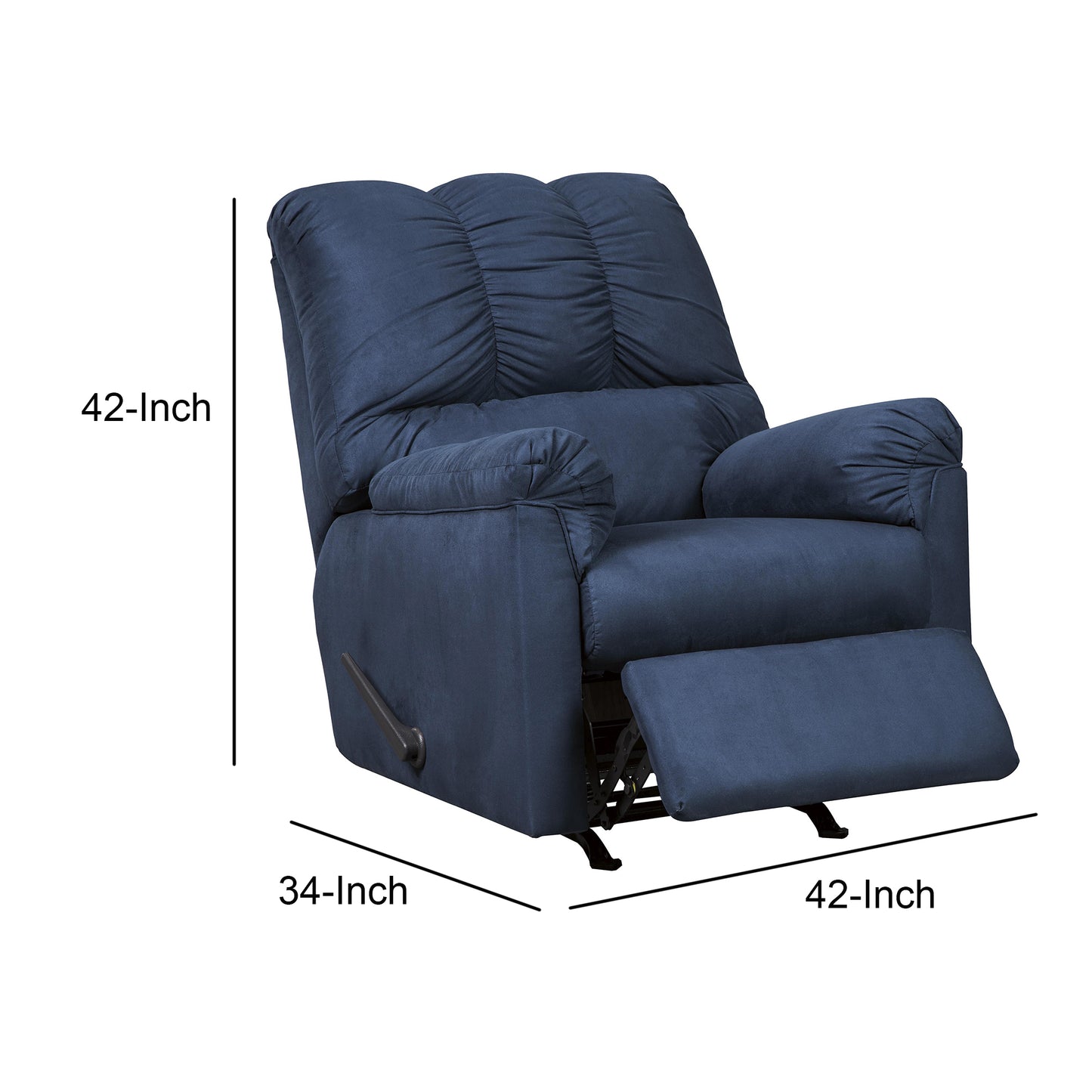 Fabric Upholstered Rocker Recliner with Tufted Backrest Blue By Casagear Home BM209665