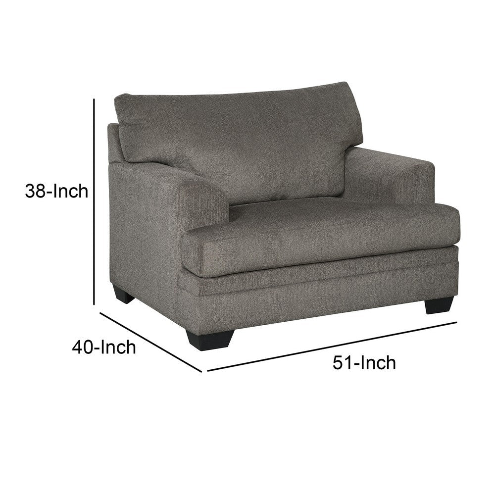 Fabric Upholstered Chair and a Half with Tapered Block Legs Gray By Casagear Home BM209673