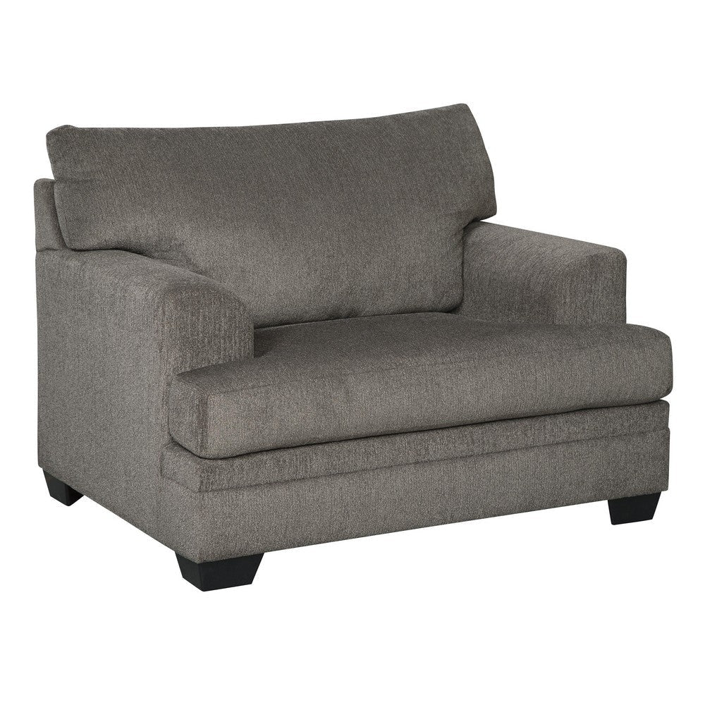 Fabric Upholstered Chair and a Half with Tapered Block Legs, Gray By Casagear Home