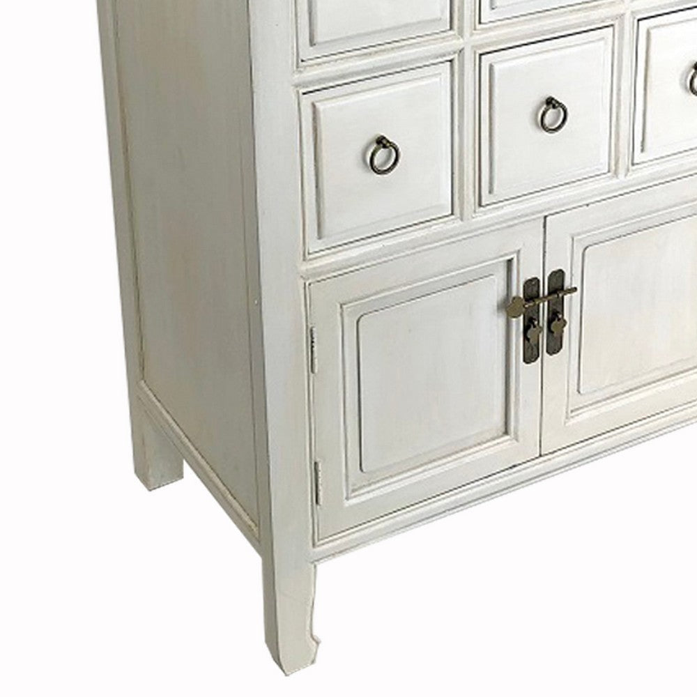 42’ 8 Drawer Wooden Chest with 2 Door Cabinet White By Casagear Home BM210154