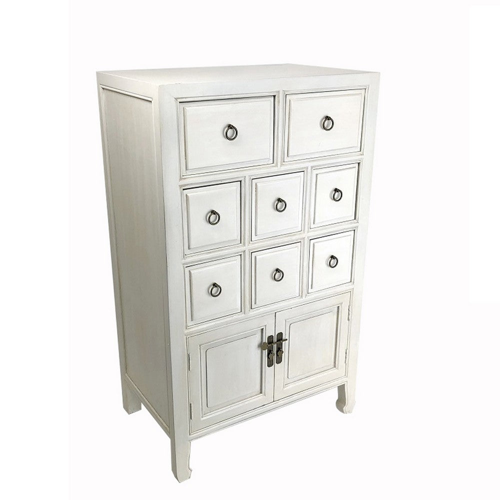 42’ 8 Drawer Wooden Chest with 2 Door Cabinet White By Casagear Home BM210154