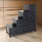 32" 8 Drawer Wooden Reversible Step Chest, Antique Black By Casagear Home