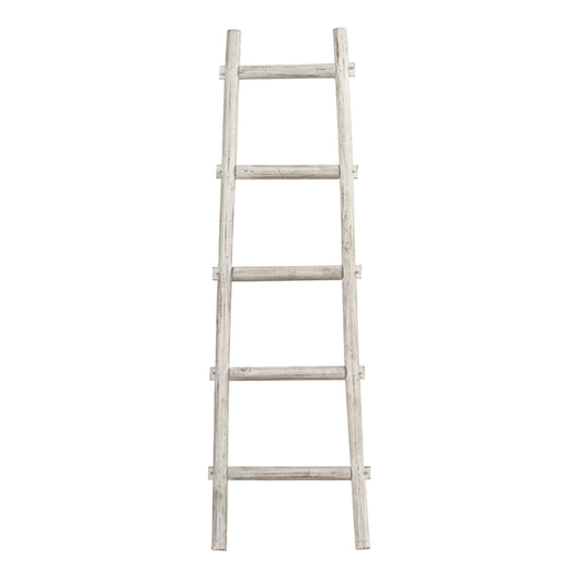 Transitional Style Wooden Decor Ladder with 5 Steps, White By Casagear Home